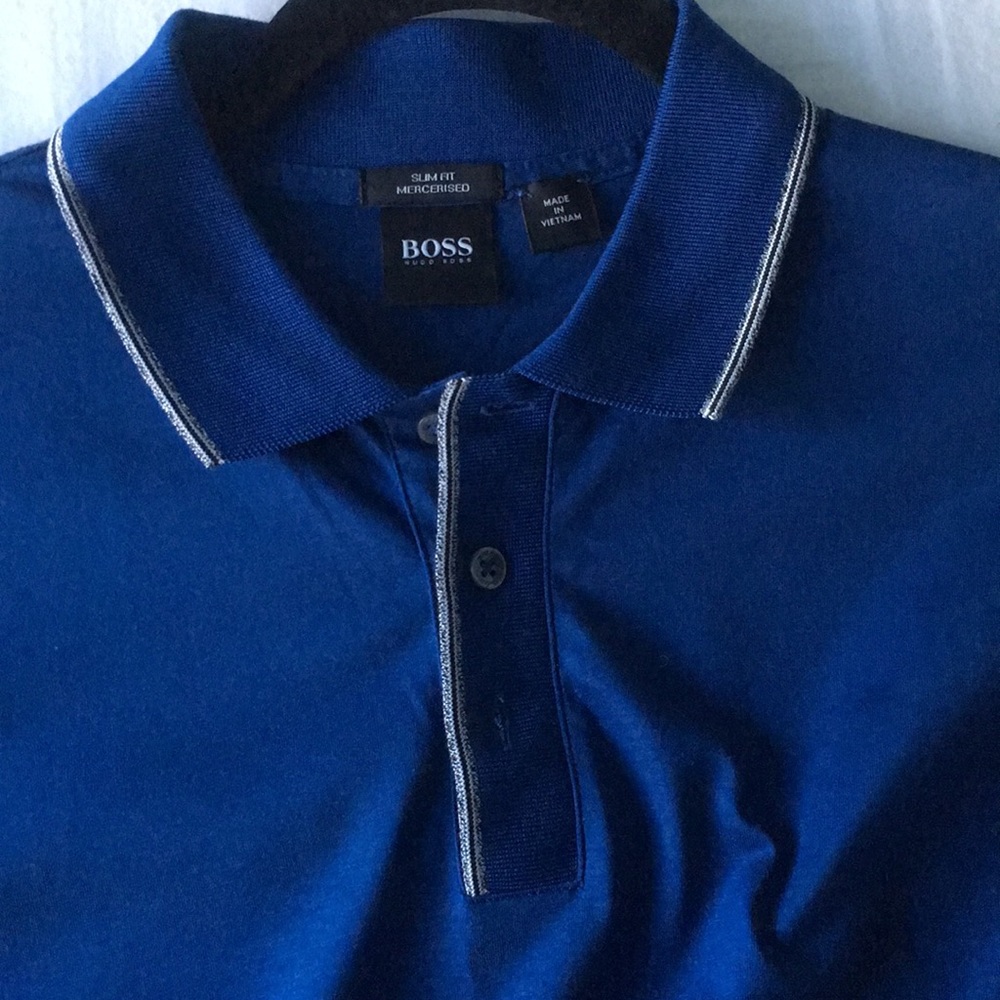 Hugo Boss Blue Polo Slim Fit Mercericed size S